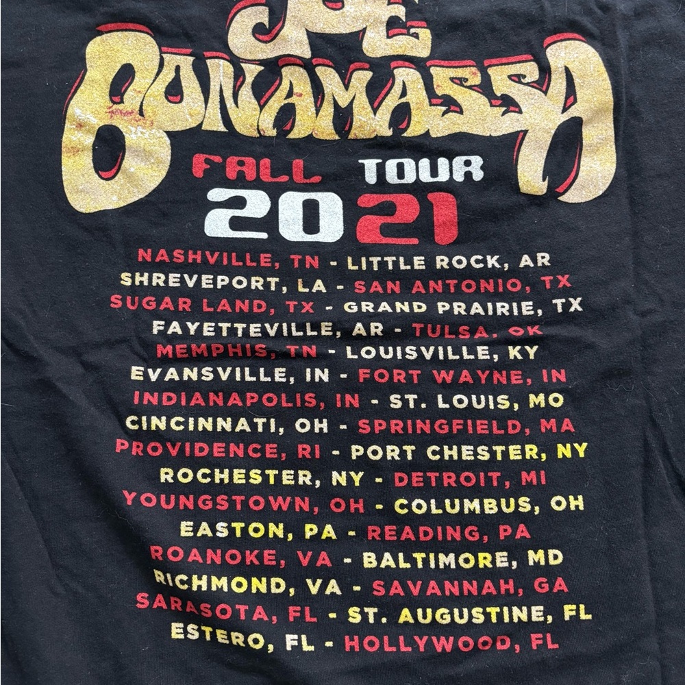Joe Bonamassa 2021 Fall Tour Black T-Shirt EUC - Picture 5 of 6